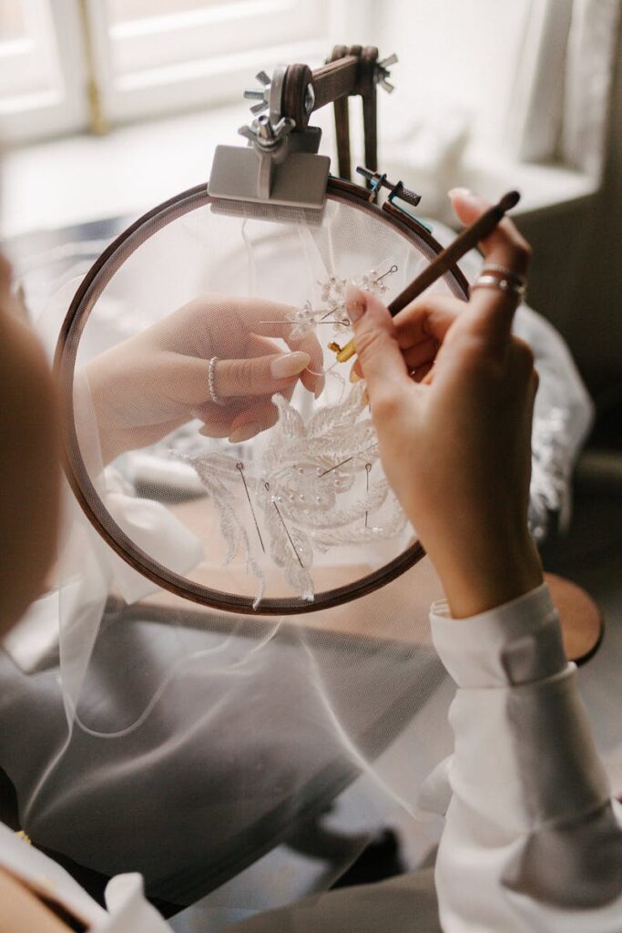 Woman Embroidering on Tambour Frame